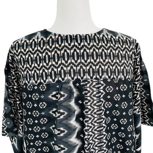 CARMEN MARC VALVO Resort Wear Black Top Tribal Aztec Oversize Swim Coverup XS/S - Picture 5 of 10